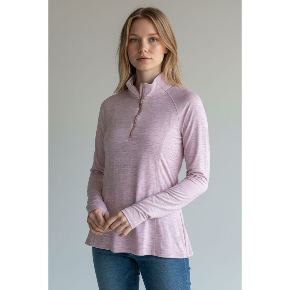 Balance Collection Women's Pink Heather 1/4 Zip Activewear Top XL Long Sleeve